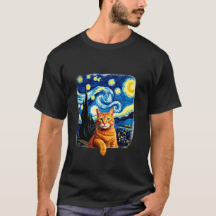 T-shirt Chat orange selfie nuit étoilée chat maman amateu