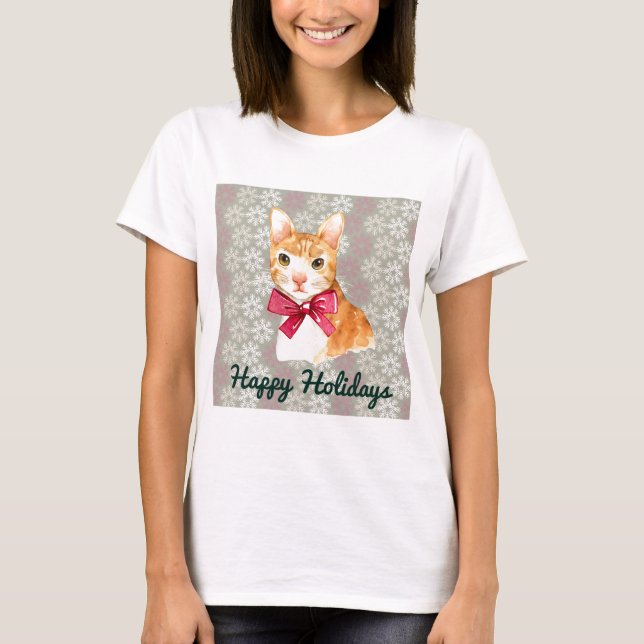 T-shirt Chat orange tabby de vacances (Devant)