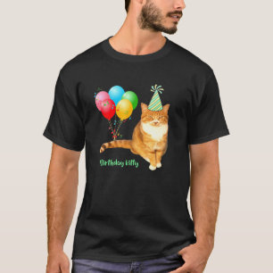 T-shirt Chat orange tabby Kitty anniversaire avec ballons