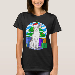 T-shirt Chat Oriental à poil court Père Noël Décor Arbre d