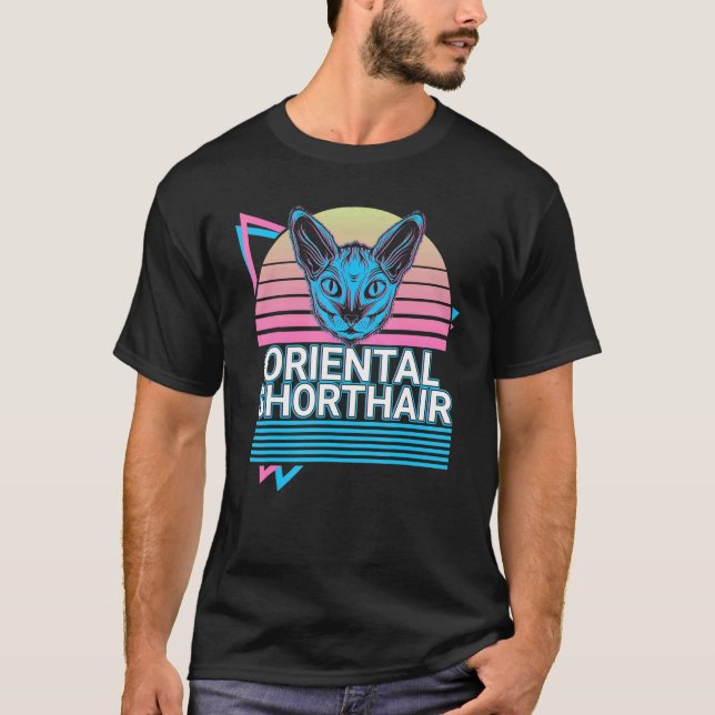 T-shirt Chat Oriental Shorthair Rétro (Devant)