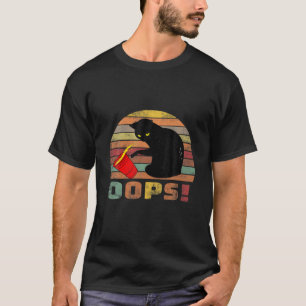 T-shirt Chat Oups ! Drôle de chat noir renversant un verre
