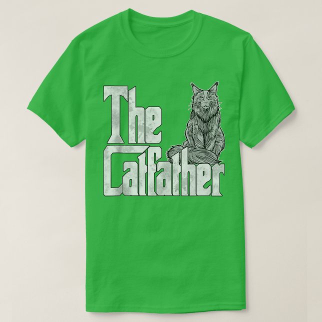 T-shirt Chat Papa Catfather Maine Coon Chat Père Kitty D (Design devant)