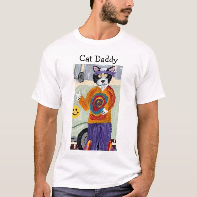 T-shirt Chat Papa Hippie Tuxedo (Devant)