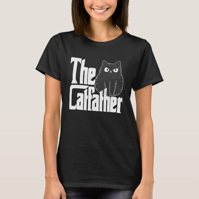 T-shirt Chat Papa Le Catfather Crazy Bad Chat Père Kitty D (Devant)