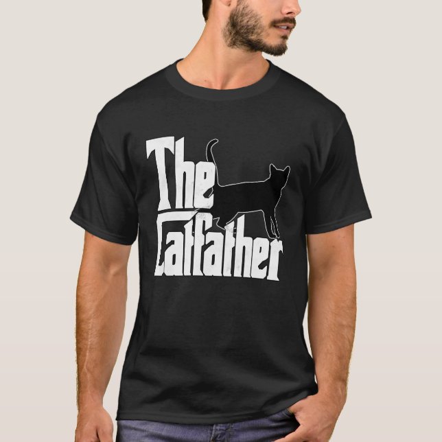 T-shirt Chat Papa Le Catfather Crazy Black Chat Père Kitty (Devant)