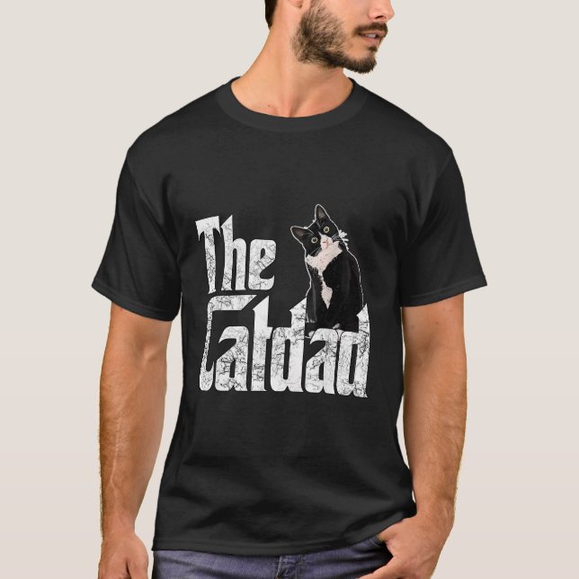 T-shirt Chat Papa Le Catfather Crazy Cat Kitty Daddy Père (Devant)