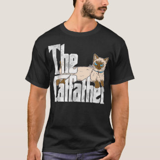 T-shirt Chat Papa Le Catfather Crazy Siamese Cat Père Kit