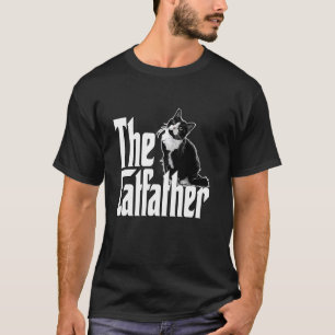 T-shirt Chat Papa Le Catfather Mignonne Noir et Blanc Chat
