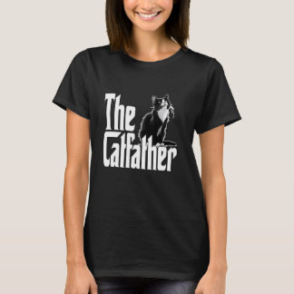T-shirt Chat Papa Le Catfather Mignonne Noir et Blanc Chat