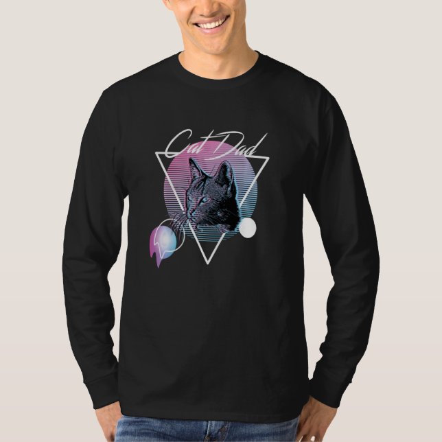 T-shirt Chat Papa Retro Vaporwave Style esthétique (Devant)