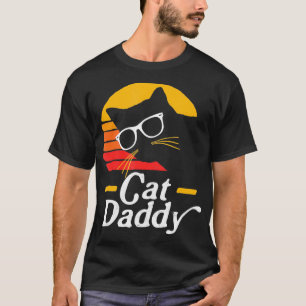 T-shirt Chat Papa Vintage 80 Style Chat Hipster Verre
