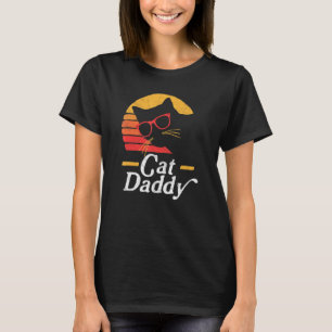 T-shirt Chat Papa Vintage 80 Style Chat Hipster Verre