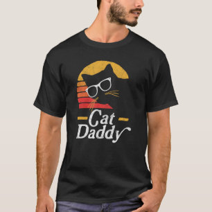 T-shirt Chat Papa Vintage 80 Style Chat Hipster Verre