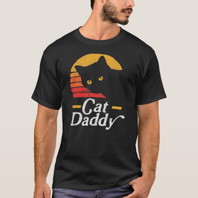 T-shirt Chat Papa Vintage 80 Style Chat Retro (Devant)