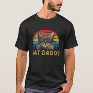 T-shirt Chat Papa Vintage 80 Style Chat Rétro Disques