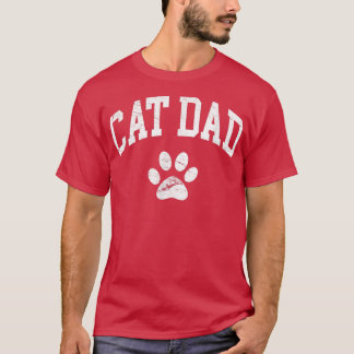 T-shirt Chat Papa Vintage Distressed Design Drôle Chat Paw