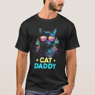 T-shirt Chat Papa Vintage Rétro Années 70 80 Vaporwave Amo