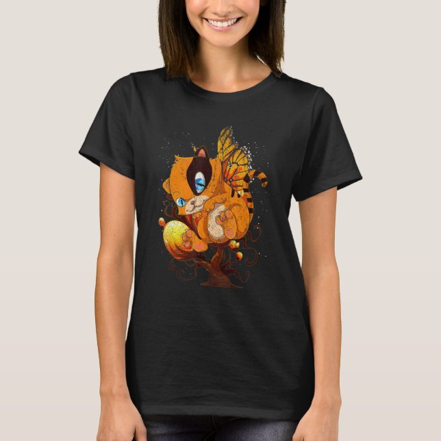 T-shirt Chat   Papillon Magique Insecte Propriétaire de Ch (Devant)