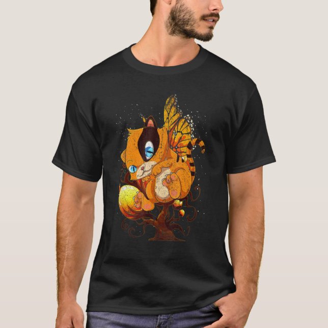 T-shirt Chat Papillon Magique Insecte Propriétaire de Chat (Devant)