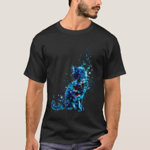 T-shirt Chat Papillon Silhouette Art Floral Vibrant