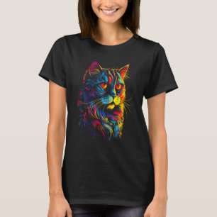 T-shirt Chat paresseux coloré pour chat Femmes Filles Hom