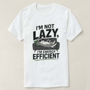 T-shirt Chat Paresseux Drôle Pas Paresseux Économe en Éner