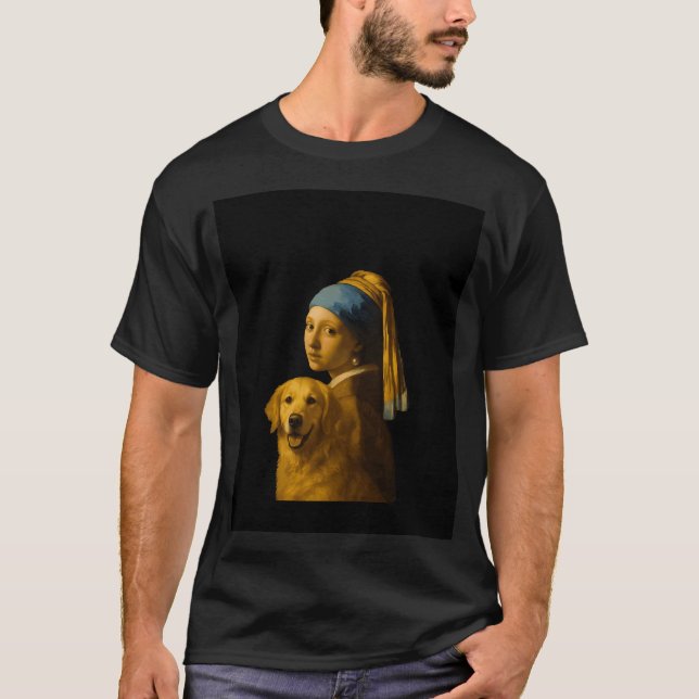 T-shirt Chat Parodie de La Jeune Fille à la perle (Devant)