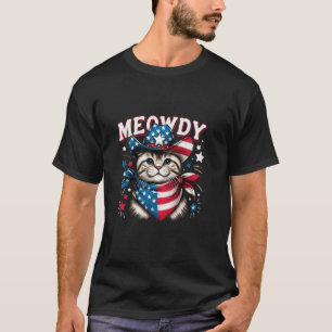T-shirt Chat patriote mignon Meowdy 4 juillet cowboy