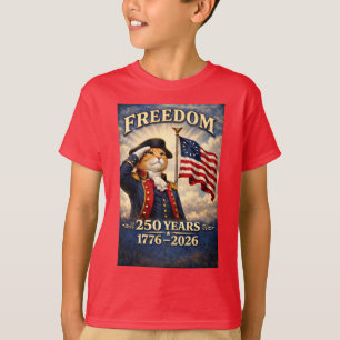 T-shirt Chat Patriotique 250 Ans 4 Juillet Fierté Américai