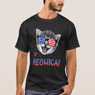 T-shirt Chat patriotique 4 juillet Meowica Drapeau américa