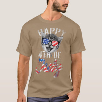 T-shirt Chat patriotique amusant Joyeux 4 juillet d'indépe