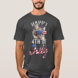 T-shirt Chat patriotique amusant Joyeux 4 juillet d'indépe
