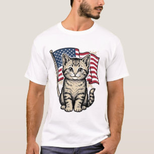 T-shirt Chat patriotique avec drapeau américain vecteur vi