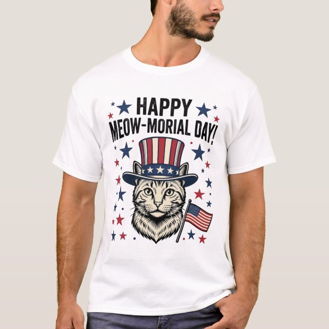 T-shirt Chat patriotique Meow-morial Day Conception vector (Devant)