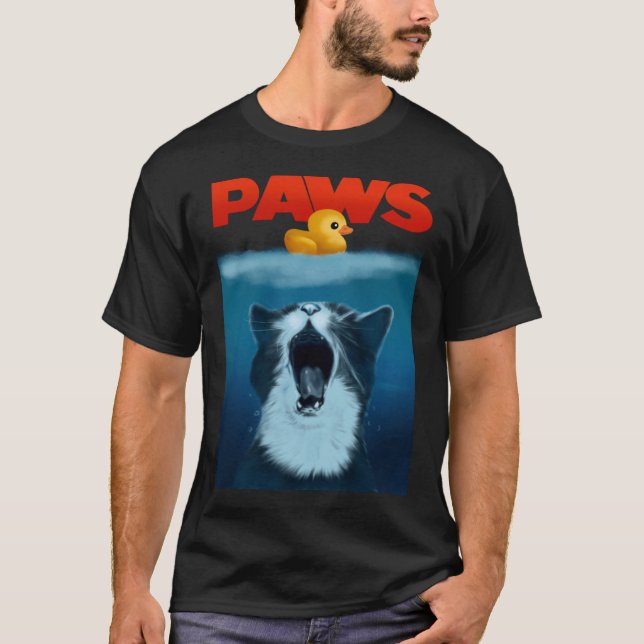 T-shirt Chat PAWS Et Canard En Caoutchouc Jaune Chat Migno (Devant)