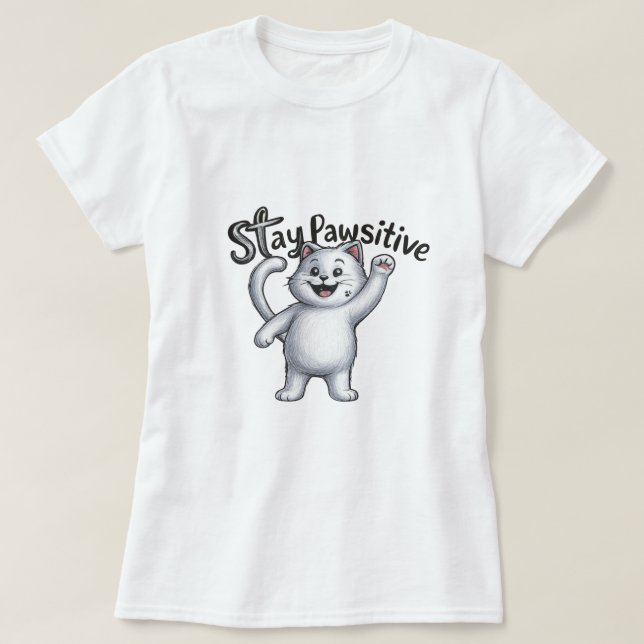 T-shirt Chat Pawsitive Stay (Design devant)