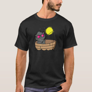 T-shirt Chat pêchant sur le bateau au coucher du soleil