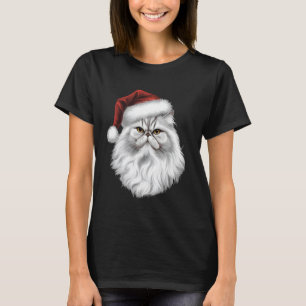 T-shirt Chat Persan Chapeau et Barbe de Père Noël Noël Ca