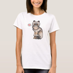 T-shirt Chat Persan Crème Bleu aux Yeux Cuivrés Amour