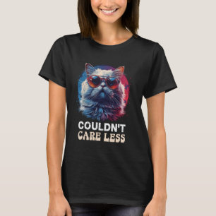 T-shirt Chat Persan Drôle COULDN'T CARE LESS Cool Vintage