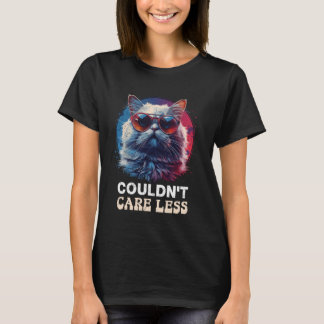 T-shirt Chat Persan Drôle COULDN'T CARE LESS Cool Vintage