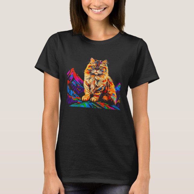 T-shirt Chat Persan Pop Art (Devant)