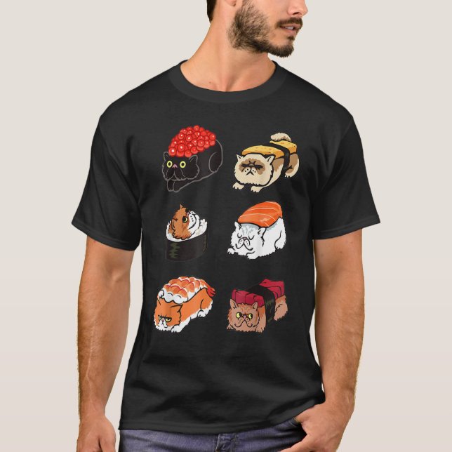 T-shirt Chat persan Sushi par Huebucket (Devant)