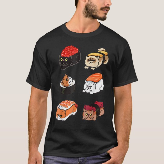 T-shirt Chat persan Sushi par Huebucket (Devant)