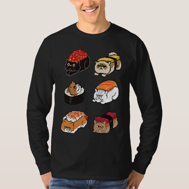 T-SHIRT CHAT PERSAN SUSHI POUR CHAT (Devant)