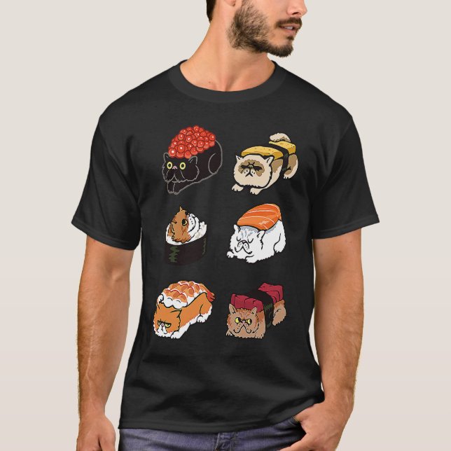 T-SHIRT CHAT PERSAN SUSHI POUR CHAT (Devant)