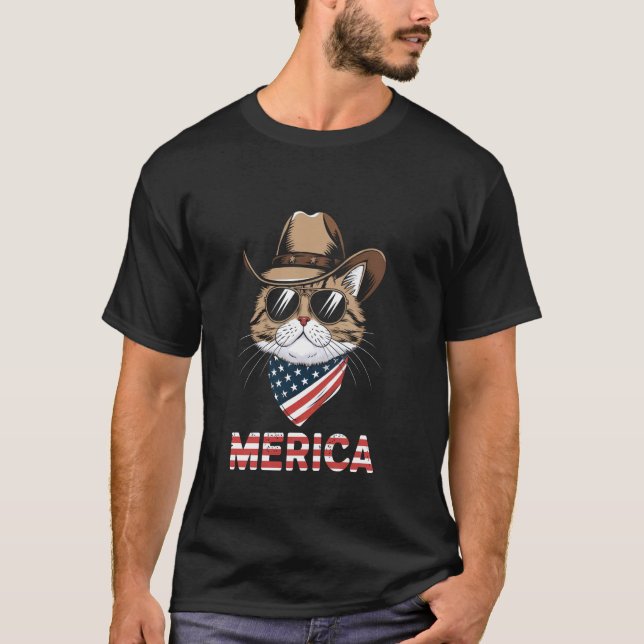 T-shirt Chat Persan USA 'Merica 4 juillet (Devant)
