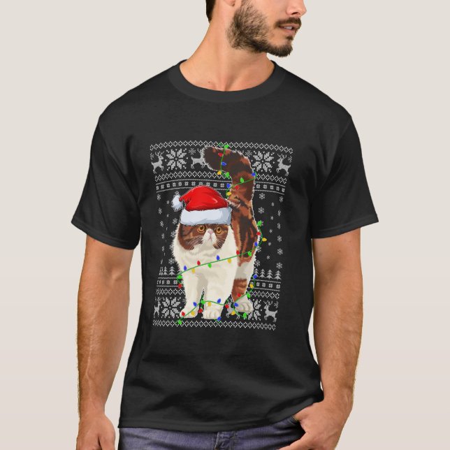 T-shirt Chat Perse Chat de Santa Hat Chat Chr (Devant)