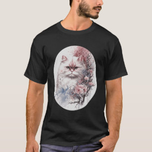 T-shirt Chat perse Fleur de cerisier japonais Sakura Cat B